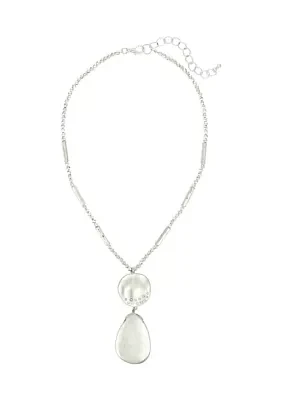 Silver Tone Short Double Drop Pendant Necklace