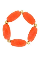 Gold-Tone Chunky Coral Bead Stretch Bracelet