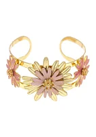 Gold-Tone Multi Coral Flower Cuff Bracelet