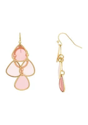 Gold Tone Multi Coral Teardrop Kite Earrings