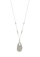 Silver-Tone Long Open Teardrop Pendant Necklace