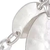 Silver-Tone Short 2 Row Linked Organic Teardrops On Black Cord Necklace