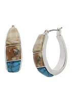 Silver Mixed Stone Hoop Earrings