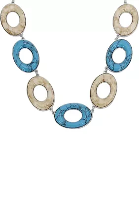 Mixed Stone Oval Bib Necklace