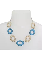 Mixed Stone Oval Bib Necklace