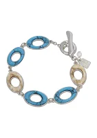 Silver Mixed Stone Oval Link Bracelet