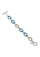 Silver Mixed Stone Oval Link Bracelet