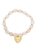 Rose Quartz Heart Charm Bracelet