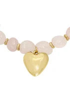 Rose Quartz Heart Charm Bracelet