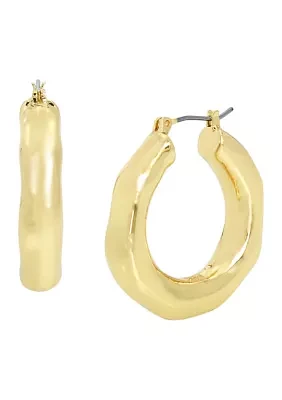 Gold Sculpted Hoop Earrings