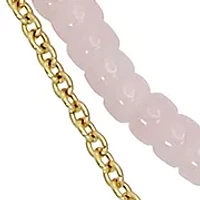 Gold Tone Rose Quartz Puffy Heart Layered Necklace