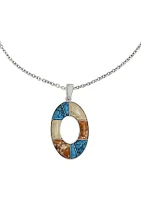 Mixed Stone Oval Pendant Necklace