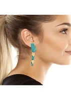 Layered Patina Petal Linear Earrings