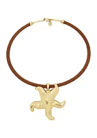 Starfish Pendant Leather Wire Necklace