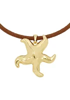 Starfish Pendant Leather Wire Necklace