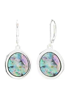 Silver Tone Abalone Drop Earrings