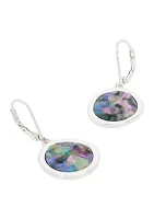 Silver Tone Abalone Drop Earrings