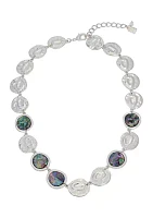 Silver Tone Abalone Collar Necklace