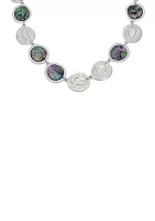 Silver Tone Abalone Collar Necklace