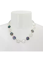 Silver Tone Abalone Collar Necklace