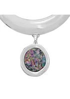 Silver Tone Abalone Pendant Collar Necklace