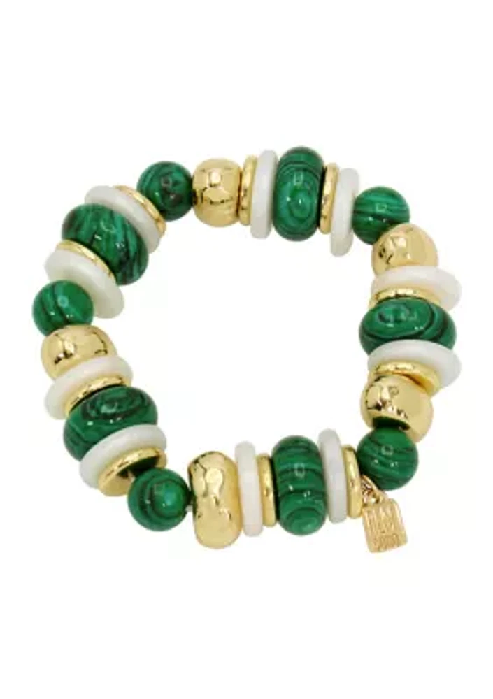 Malachite Mixed Beaded Stretch Bracelet