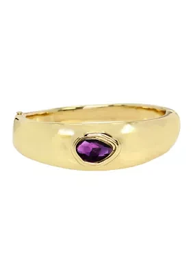 Gold Tone Amethyst Bangle Bracelet