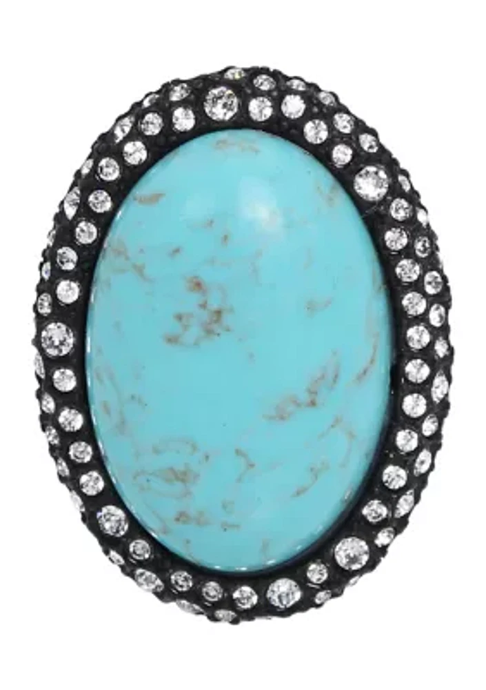 Pavé Turquoise Brooch