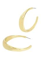 Gold Tone Textured Hoop Earrings