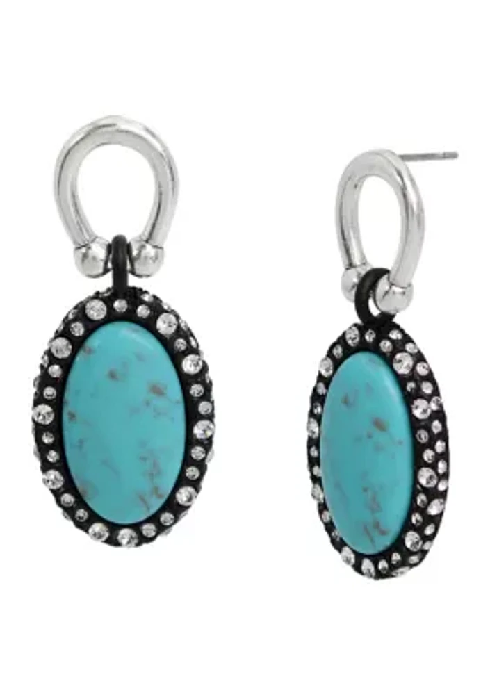 Turquoise Cabochon Drop Earrings