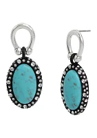 Turquoise Cabochon Drop Earrings