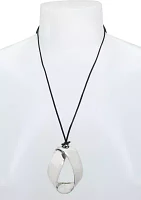 Sculptural Pendant Leather Slider Necklace