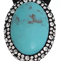 Turquoise Cabochon Leather Bolo Necklace