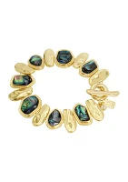 Gold Tone Abalone Molten Link Bracelet