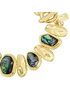 Gold Tone Abalone Molten Link Bracelet