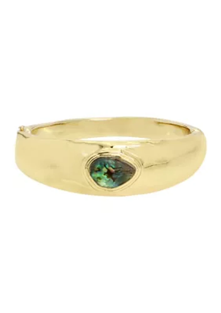 Gold Tone Abalone Molten Bangle Bracelet