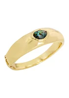 Gold Tone Abalone Molten Bangle Bracelet