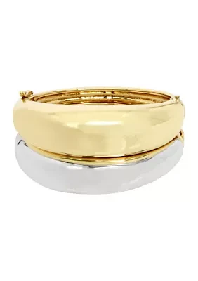 Ribbed Statement Bangle Bracelet