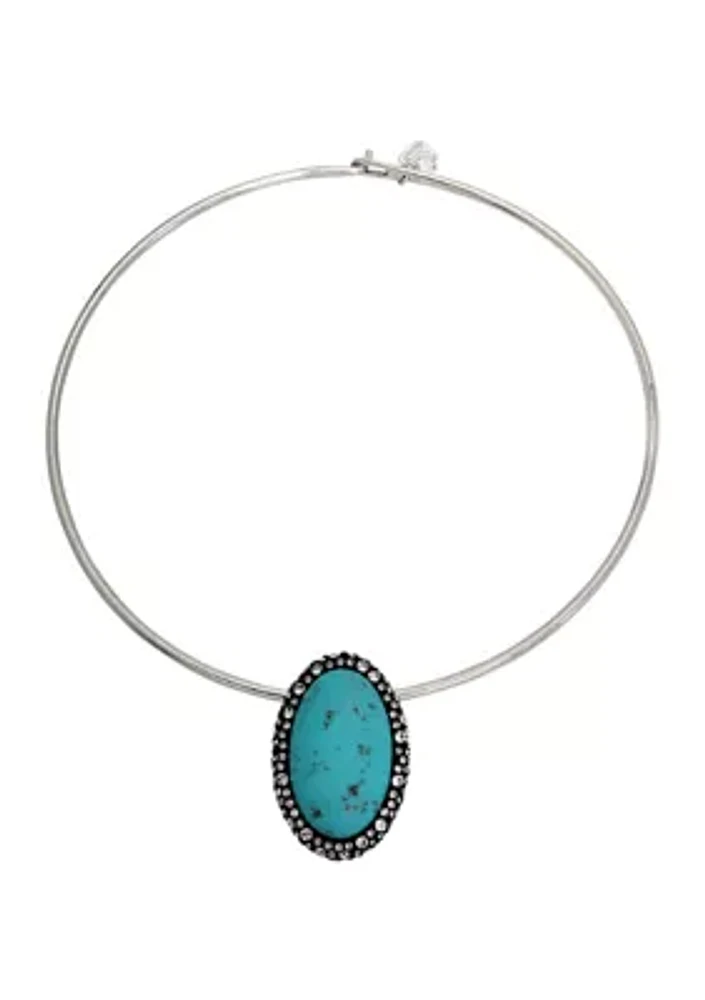 Turquoise Cabochon Pendant Wire Necklace