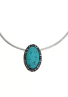 Turquoise Cabochon Pendant Wire Necklace