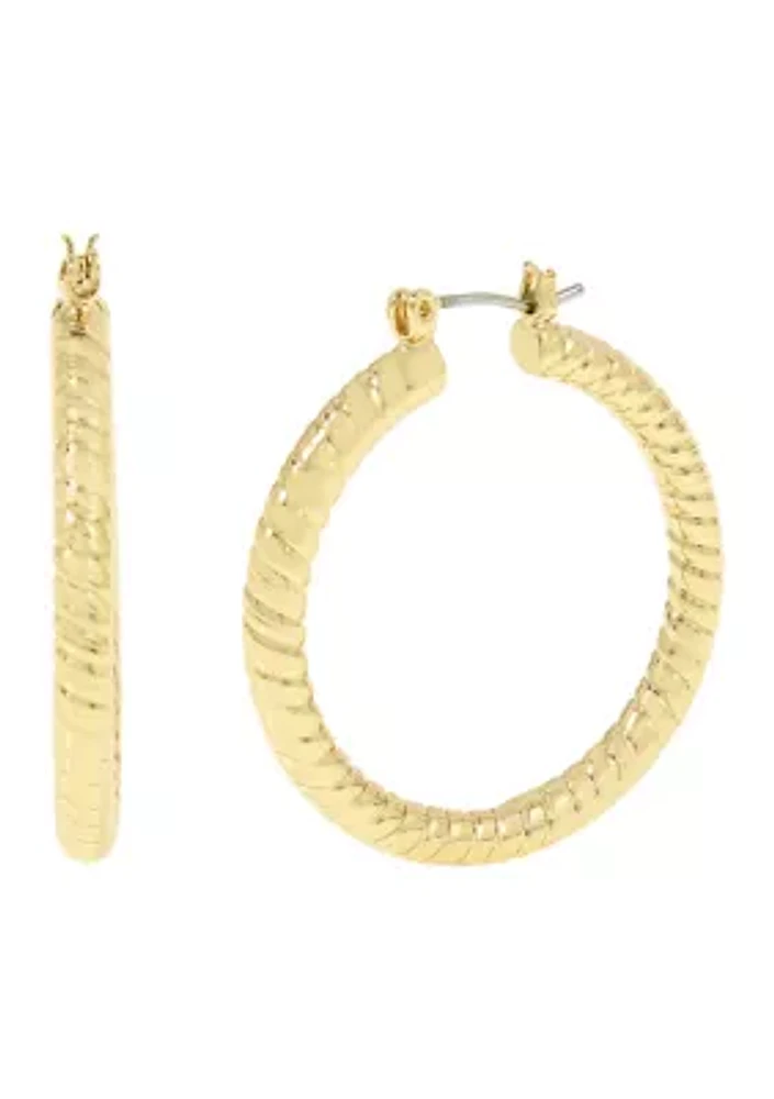 Textured Medium Hoop Earrings