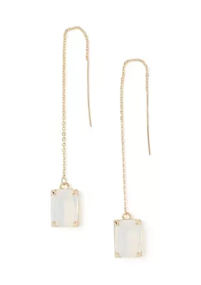 Gold Tone Emerald Cut Threader Earrings