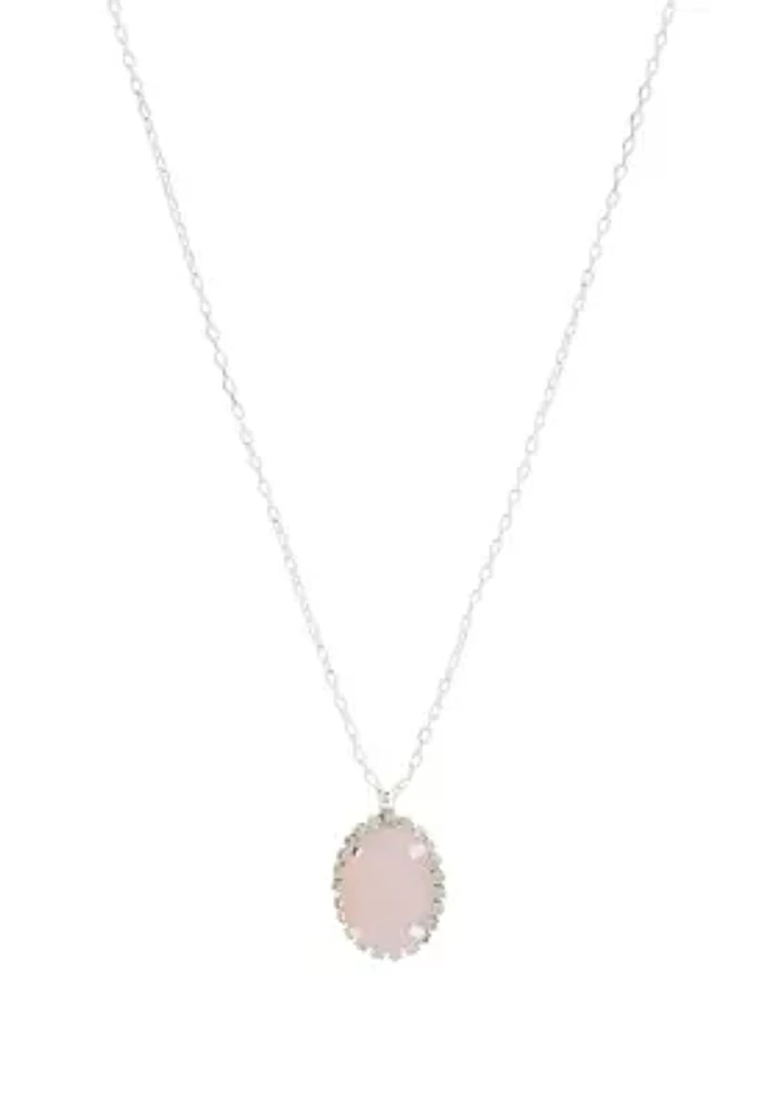 Silver Rose Opal Pendant Necklace