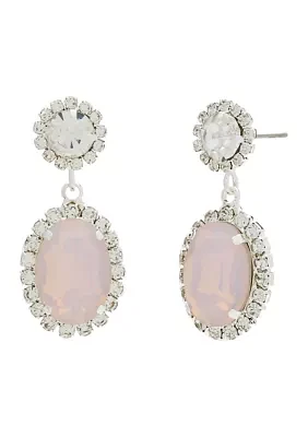 Rose Opal Crystal Oval Drop Earrings