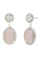 Rose Opal Crystal Oval Drop Earrings