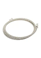 Silver Tone Delicate Cubic Zirconia Coil Stacking Bracelet