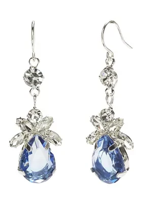 Silver Tone Fancy Light Sapphire Teardrop Earrings