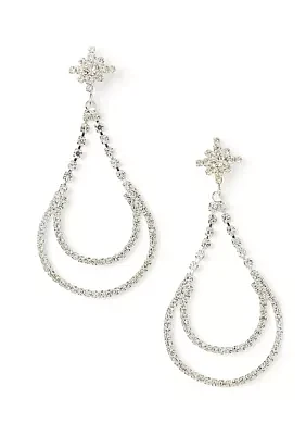 Silver Tone Open Sparkle Swing Drop Earrings