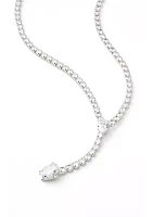 Silver Tone Pear Drop Y Necklace