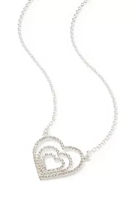 Silver Tone Multi Heart Pendant Necklace